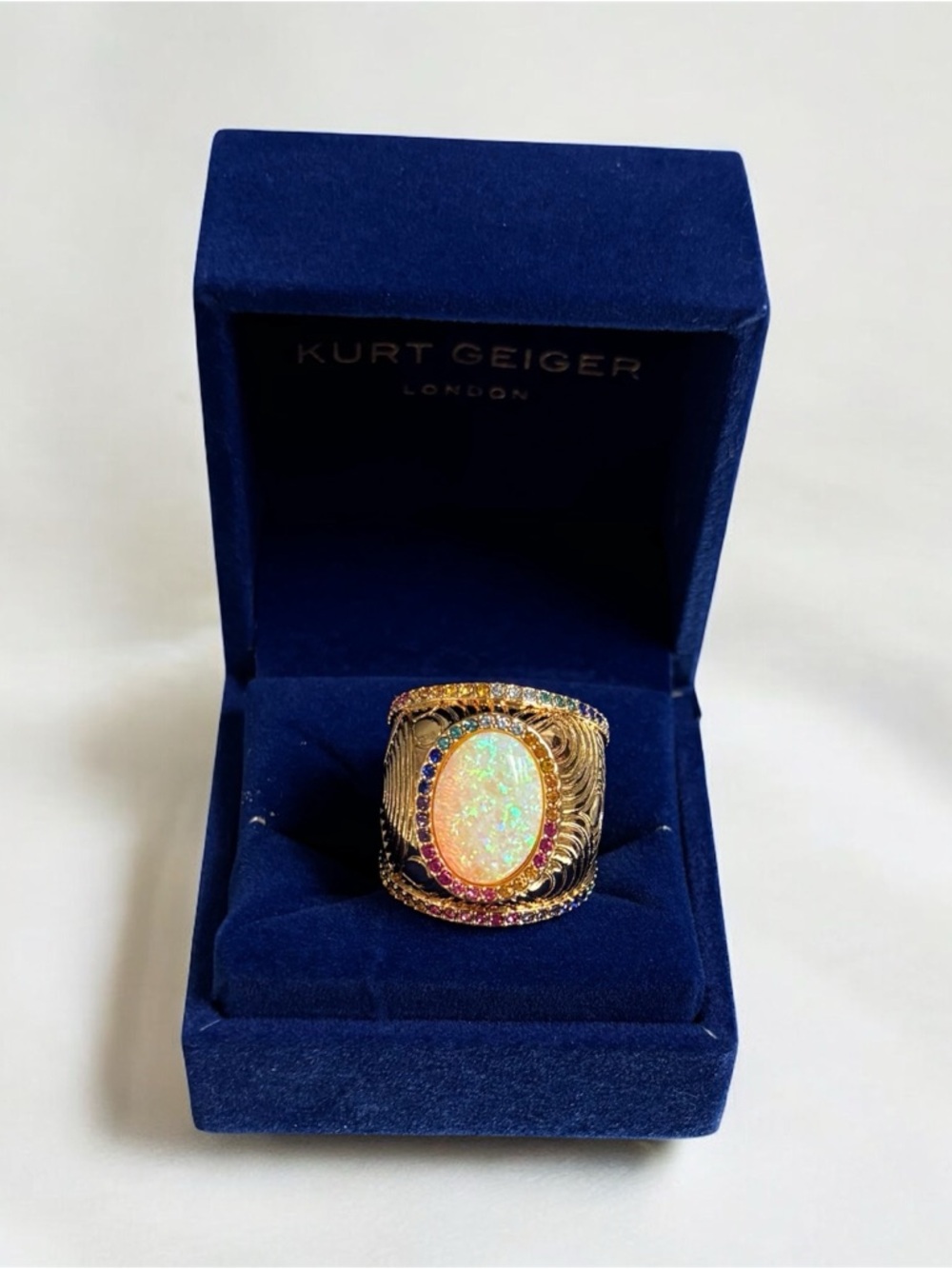 Kurt Geiger Southbank Rainbow Pave Cocktail Ring